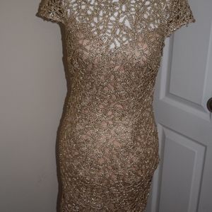 Gold lace cocktail dress